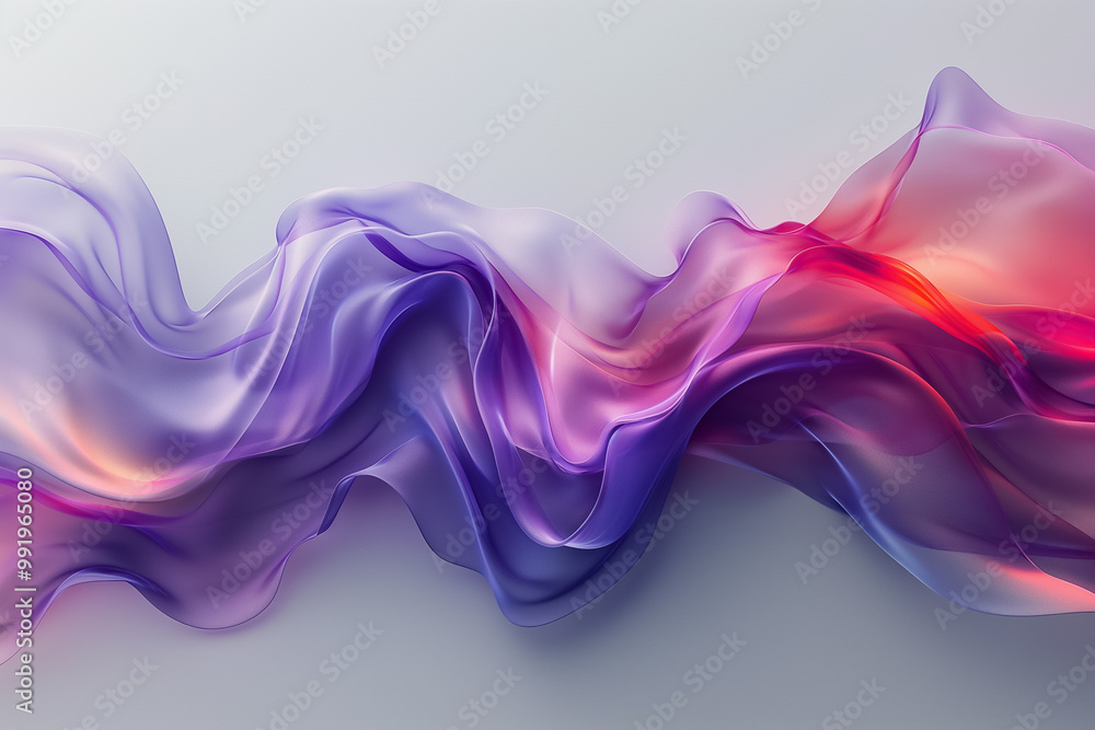 Poster delicate waves of purple and pink fabric flow smoothly across the surface, creating a serene and ele