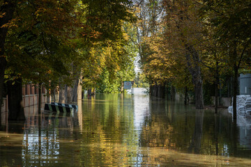 Danube river in Budapest overflowed and filled the streets with water