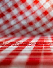 Vibrant red and white checkered background with depth of field for a lively design