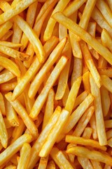 A close-up shot of a pile of crispy French fries