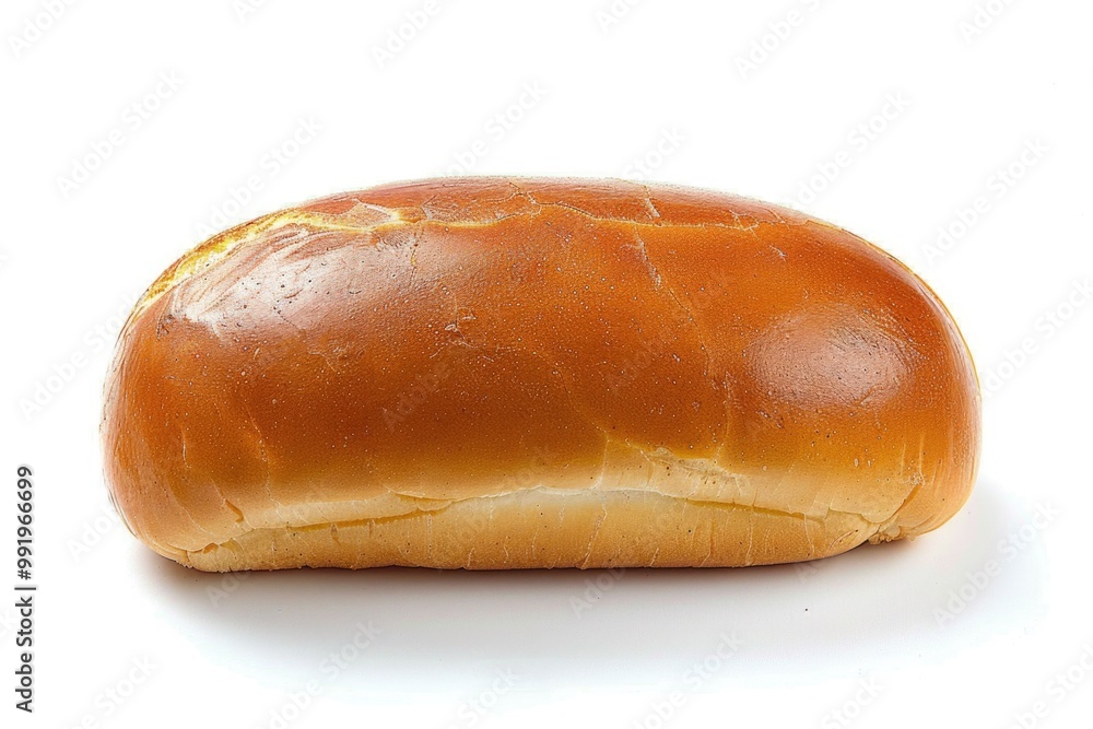 Poster freshly baked bread on a clean white surface, ready for use or display