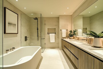 Elegant Modern Bathroom Interior With Freestanding Bathtub