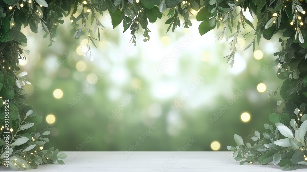 Poster a mesmerizing display of abstract blue and green light lines intertwined with shimmering golden boke