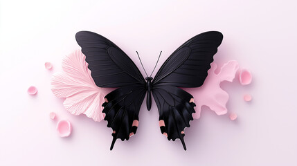 Fototapeta premium Captivating close-up of a Moon butterfly showcasing its intricate details against a delicate white background