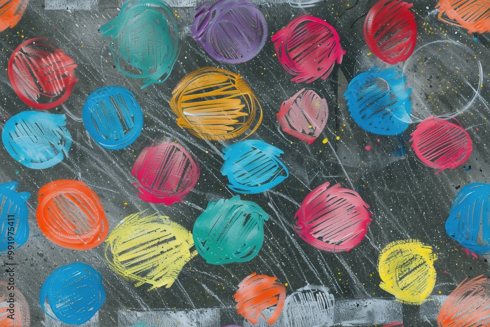 Poster a seamless vibrant abstract background featuring colorful circles in various sizes. the circles are 