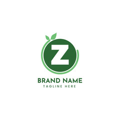 Z letter plant green leaf nature logo