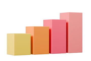 Obraz premium 3D Bar Chart with arrow rising icon on isolated purple background. Soaring finances, strengthening currency concept. Minimal Data analysis bar pie graph growth up with an arrow rising icon. 3d render.