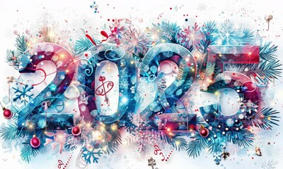 Celebrate the arrival of 2025 with festive colors, snowflakes, and winter wonderland vibes