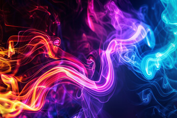 Fototapeta premium A colorful smoke trail with a purple and blue section