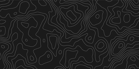 Abstract black and white topography map design. abstract topographic map with wave line pattern. Mountain topographic terrain map background.