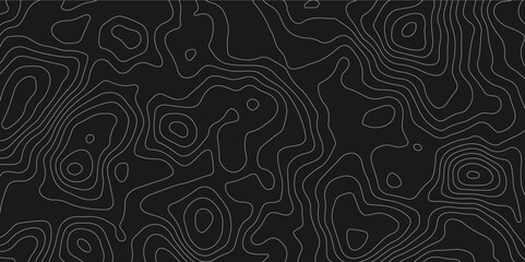 Abstract black and white topography map design. abstract topographic map with wave line pattern. Mountain topographic terrain map background.