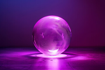 A purple ball with a light shining on it