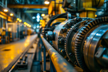 Obraz premium A machine with a large gear is shown in a factory