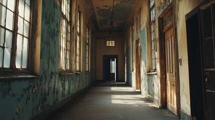 Fototapeta premium Beautiful old buildings create stunning vertical hallway perspective picture