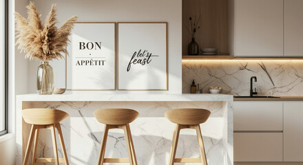 kitchen countertop with modern decor and natural elements in stylish design