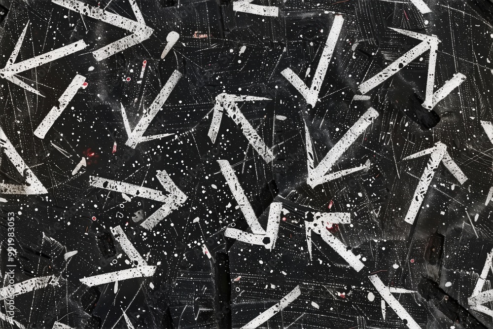 Poster a seamless textured background featuring numerous white arrows pointing in various directions, set a
