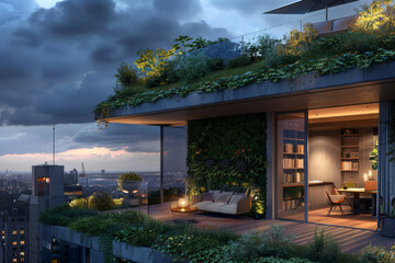 Obraz premium A large building with a green roof and a balcony