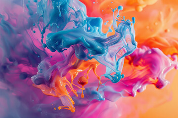 Fototapeta premium A colorful splash of paint with blue and pink splatters