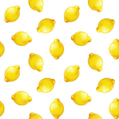 Bright lemons. Cute seamless pattern on white background for textiles and wrapping paper