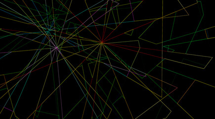 Black background with colorful lines. Futuristic background