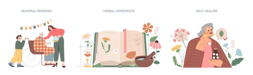 homeopathy. Flat Vector Illustration