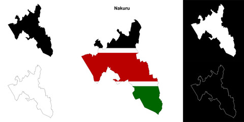 Fototapeta premium Nakuru county outline map set
