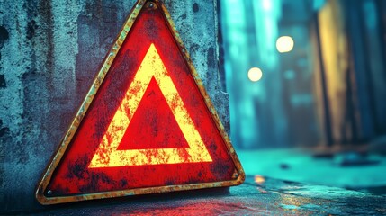 A red triangle with an exclamation mark inside, warning about something important.