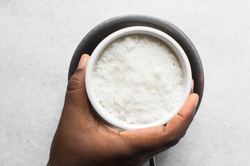 top view of white granulated sugar