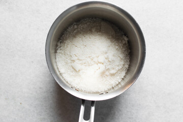 top view of white granulated sugar