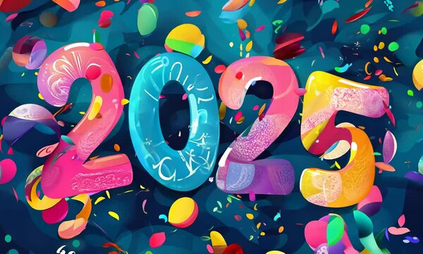 Celebrate the vibrant arrival of 2025 with colorful festivities and joyful expressions