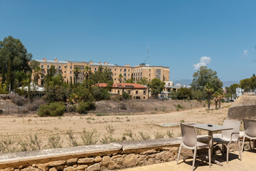 Old houses in Nicosia (Lefkosa) between two parts of devided capital buffer zone between South and...