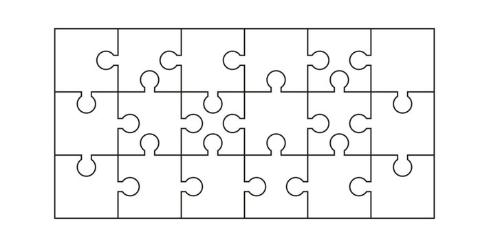 Puzzle Pieces Isolated on White Background. Vector template jigsaw puzzle PNG