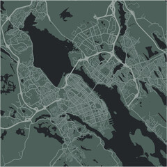 Map of Halifax in Canada in a smooth dark style. Contains layered vector with roads water, parks, etc.