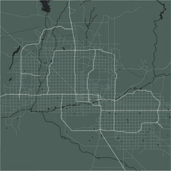 Map of Phoenix in Arizona in a smooth dark style. Contains layered vector with roads water, parks, etc.