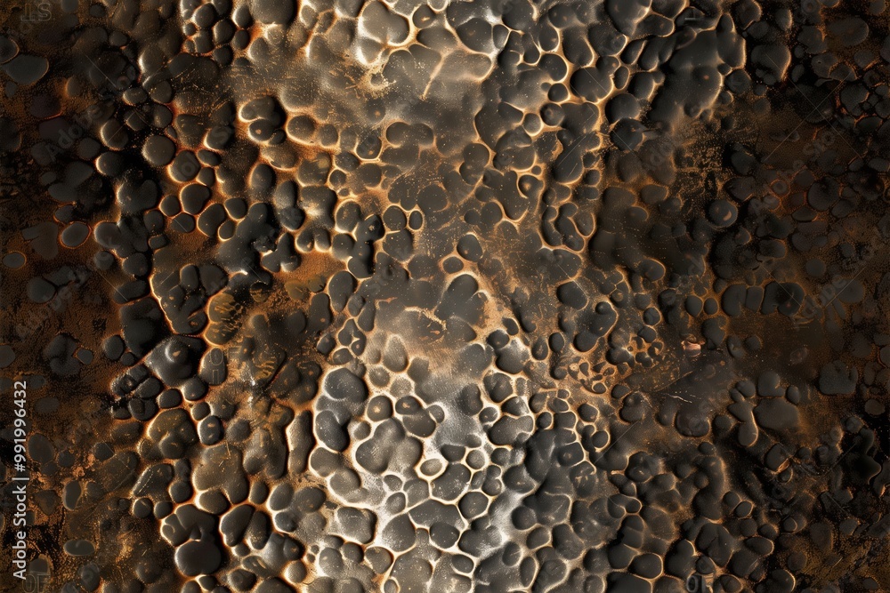 Poster seamless textured hammered metal surface, with a mix of dark and light tones creating a dynamic visu