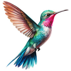 watercolor Hummingbird clipart, flying hummingbird isolated on white background