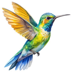 watercolor Hummingbird clipart, flying hummingbird isolated on white background