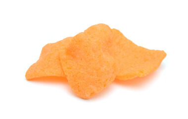 Fresh crunchy crab crackers on white background
