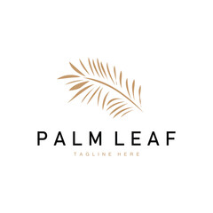 Palm Leaf Logo, Green Plant Design Vector Illustration Template