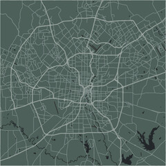 Map of San Antonio in Texas in a smooth dark style. Contains layered vector with roads water, parks, etc.