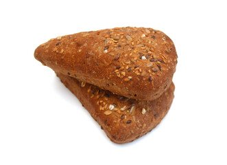 Stack grain bread isolated on white background