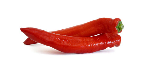 Stack colorful chili peppers isolated on the white