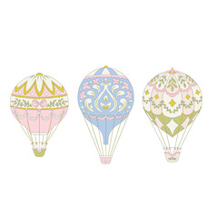 Vintage Hot Air Balloon Vector Set: Elegant Decorative Balloons in Pastel Colors