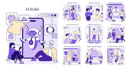 Ai Stylist. Flat Vector Illustration