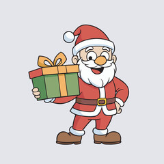 Christmas Santa character vector art illustration . line art and coloring page art . 