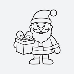 Christmas Santa character vector art illustration . line art and coloring page art . 