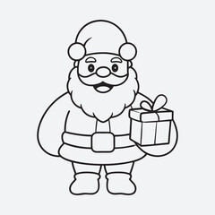 Christmas Santa character vector art illustration . line art and coloring page art . 
