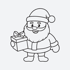 Christmas Santa character vector art illustration . line art and coloring page art . 