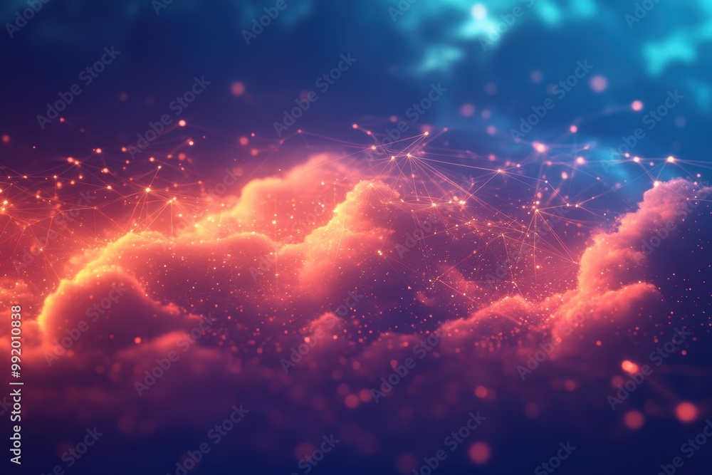 Aufkleber seamless connectivity concept illustrated by a digital cloud background with glowing data nodes and 