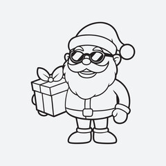 Christmas Santa character vector art illustration . line art and coloring page art . 